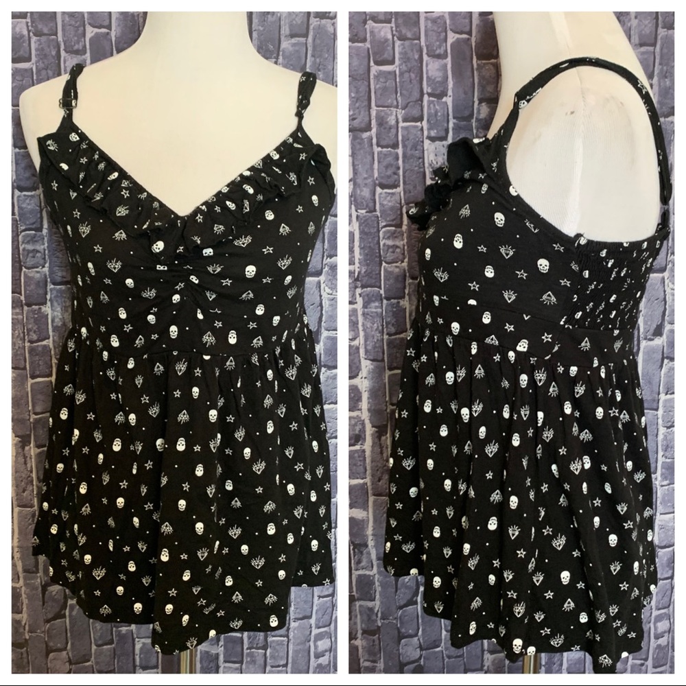 Skull & Diamonds Babydoll Tank Torrid Y2K Punk - Picture 2 of 13
